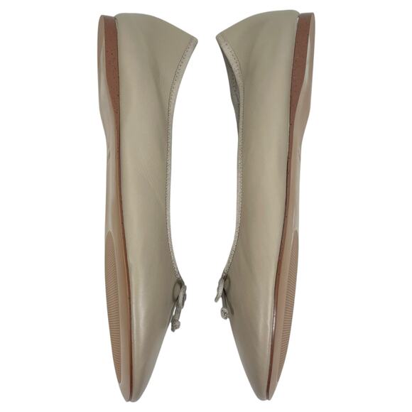 Mango MNG Leather Ballet Flats with Bow Detail Beige Size 38/US 7.5 - Picture 8 of 12